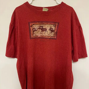 Vintage Red Yellowstone Moose Shirt Made in USA Y2K XL